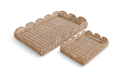 Scalloped Rattan Tray